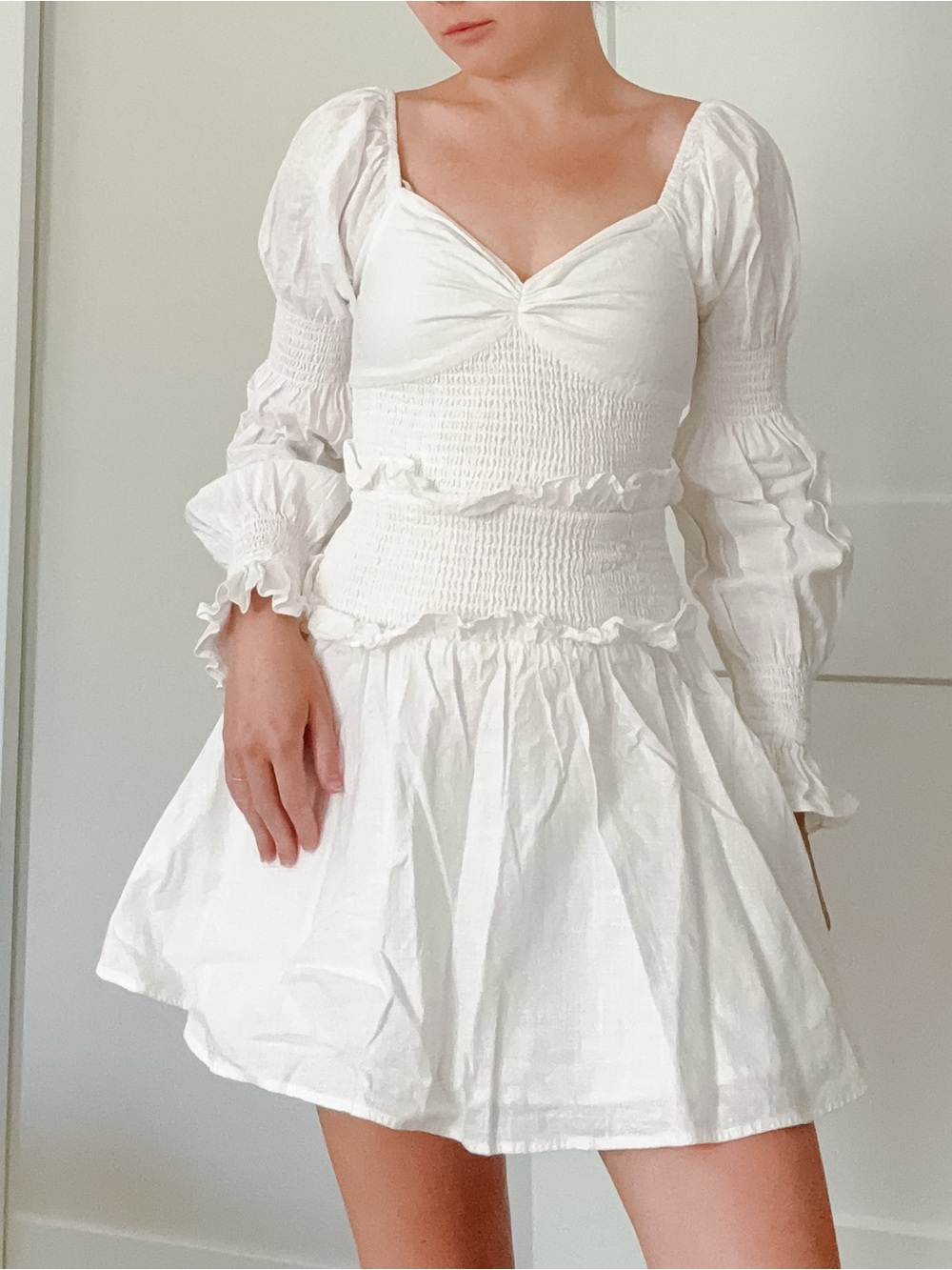 Sabo Skirt White Smocked Mini Dress - Picture 4 of 7